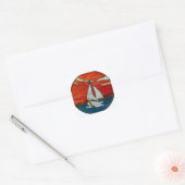 Zeilboot bij Sunset Glas in lood Art Design Vierkante Sticker (Envelop)