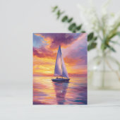 Zeilboot bij Sunset Painting Briefkaart (Staand voorkant)