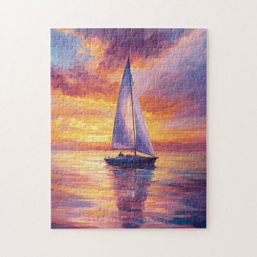Zeilboot bij Sunset Painting Legpuzzel (Verticaal)