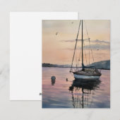 Zeilboot bij Sunset Waterverf Feestdagenkaart (Voorkant / Achterkant)