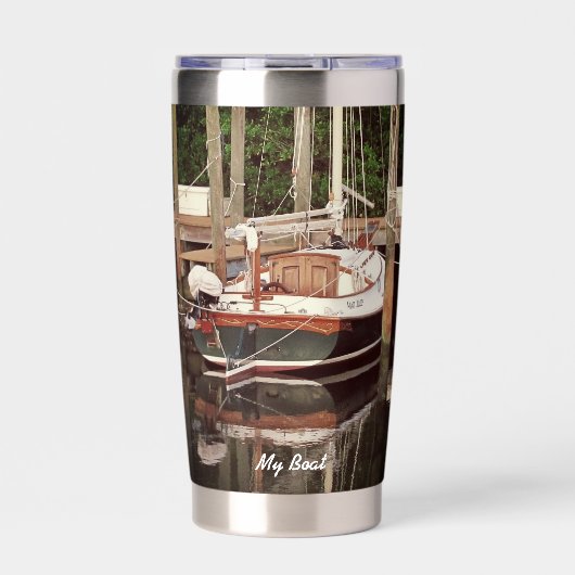  zeilboot bij Tropical Dock - Geïsoleerde Drinkbeker (Voorkant)