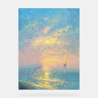 Zeilboot bij zonsondergang acryl bord