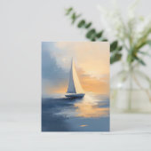 Zeilboot bij zonsondergang briefkaart (Staand voorkant)