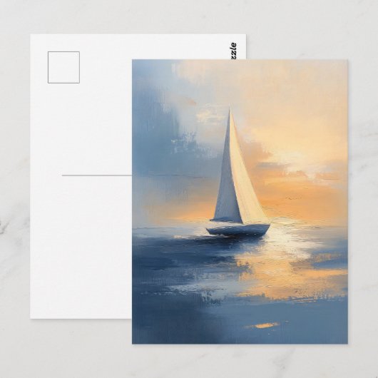Zeilboot bij zonsondergang briefkaart (Voorkant / Achterkant)
