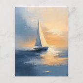 Zeilboot bij zonsondergang briefkaart (Voorkant)