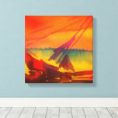 zeilboot bij zonsondergang canvas afdruk (Insitu (Houten vloer))