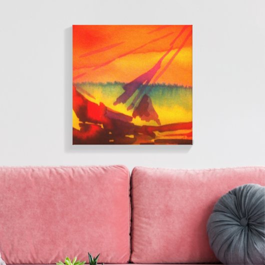 zeilboot bij zonsondergang canvas afdruk (Insitu (Woonkamer))
