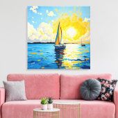 Zeilboot bij zonsondergang canvas afdruk (Insitu (Woonkamer))