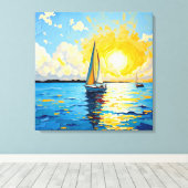 Zeilboot bij zonsondergang canvas afdruk (Insitu (Houten vloer))