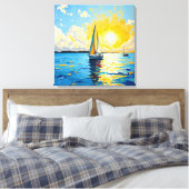 Zeilboot bij zonsondergang canvas afdruk (Insitu (Slaapkamer))