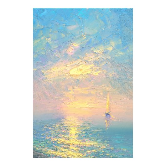 Zeilboot bij zonsondergang foto afdruk (Voorkant)