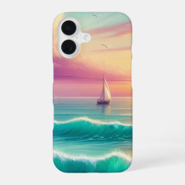 Zeilboot bij zonsondergang iPhone Hoesje Slank iPhone 16 Hoesje