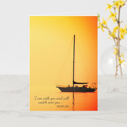 zeilboot bij zonsondergang kaart (Gele Bloem)