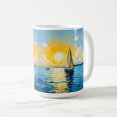 Zeilboot bij zonsondergang koffiemok (Voorkant rechts)