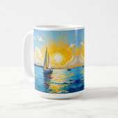 Zeilboot bij zonsondergang koffiemok (Voorkant links)