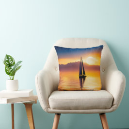 Zeilboot bij zonsondergang kussen