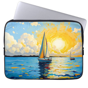 Zeilboot bij zonsondergang laptop sleeve