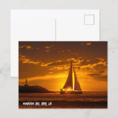 Zeilboot bij zonsondergang - Marina Del Rey, CA Briefkaart (Voorkant / Achterkant)