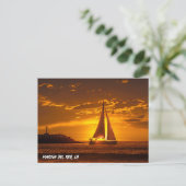 Zeilboot bij zonsondergang - Marina Del Rey, CA Briefkaart (Staand voorkant)