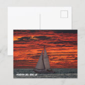 Zeilboot bij zonsondergang - Marina Del Rey, CA Briefkaart (Voorkant / Achterkant)