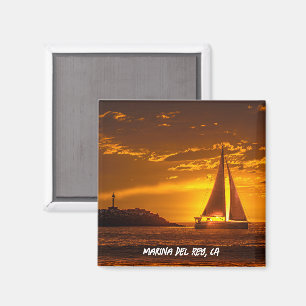 Zeilboot bij zonsondergang - Marina Del Rey, CA Magneet
