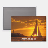 Zeilboot bij zonsondergang - Marina Del Rey, CA  Magneet (Voorkant / Achterkant)