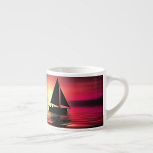 Zeilboot bij zonsondergang op zee Kunst ontwerp Espresso Kop
