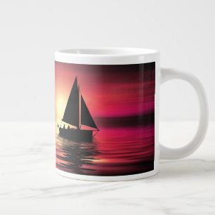 Zeilboot bij zonsondergang op zee Kunst ontwerp Grote Koffiekop