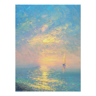 Zeilboot bij zonsondergang perfect poster