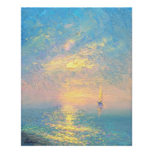 Zeilboot bij zonsondergang perfect poster