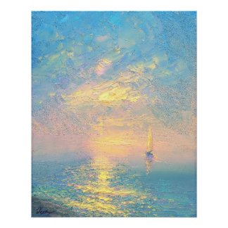 Zeilboot bij zonsondergang perfect poster