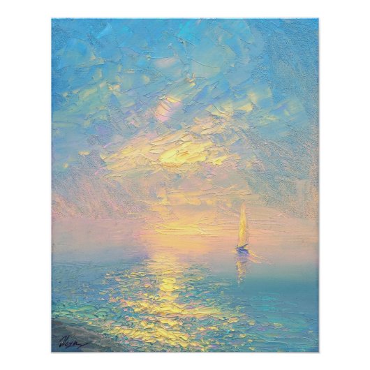 Zeilboot bij zonsondergang perfect poster (Voorkant)