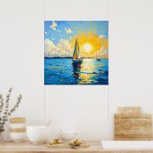 Zeilboot bij zonsondergang poster (Keuken)