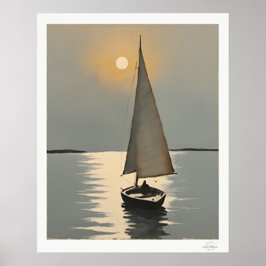 Zeilboot bij zonsondergang Poster (Voorkant)