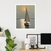 Zeilboot bij zonsondergang Poster (Thuiskantoor)