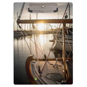 Zeilboot bij zonsondergang Scheepvaartfotografie Klembord