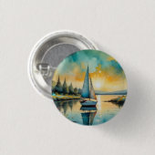 zeilboot bij zonsondergang schilderij ronde button 3,2 cm (Voorkant /achterkant)