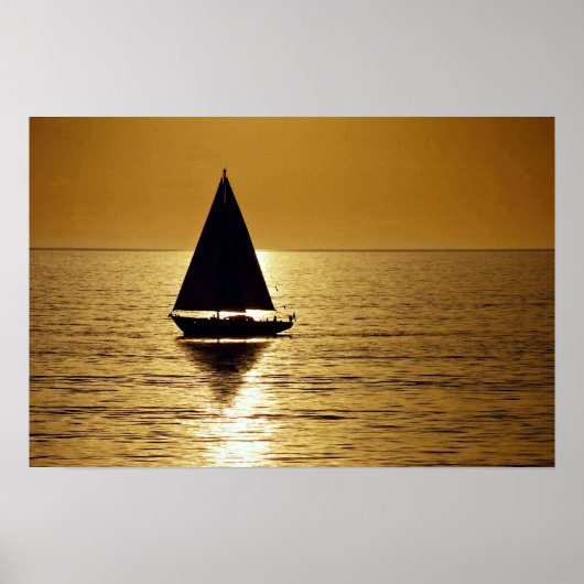 Zeilboot bij zonsondergang, sloop poster (Voorkant)