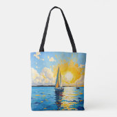 Zeilboot bij zonsondergang tote bag (Achterkant)