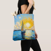 Zeilboot bij zonsondergang tote bag (Dichtbij)