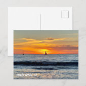 Zeilboot bij zonsondergang - Venice Beach, CA Briefkaart (Voorkant / Achterkant)