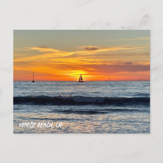 Zeilboot bij zonsondergang - Venice Beach, CA Briefkaart (Voorkant)