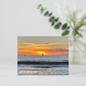 Zeilboot bij zonsondergang - Venice Beach, CA Briefkaart (Staand voorkant)