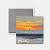 Zeilboot bij zonsondergang - Venice Beach, CA Magneet (Voorkant / Achterkant)