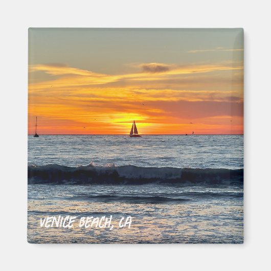 Zeilboot bij zonsondergang - Venice Beach, CA Magneet (Voorkant)