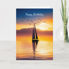 Zeilboot bij zonsondergang Verjaardag Kaart