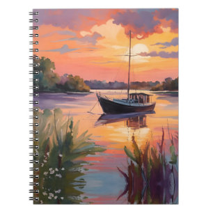 Zeilboot bij zonsopgang notitieboek