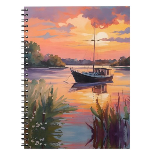 Zeilboot bij zonsopgang notitieboek (Voorkant)