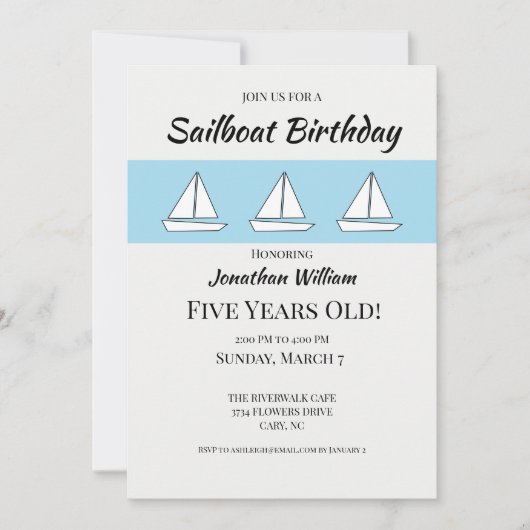 Zeilboot Birthday Kaart (Voorkant)