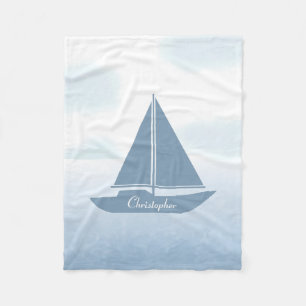 Zeilboot Blauw Aquarel Fleece Deken